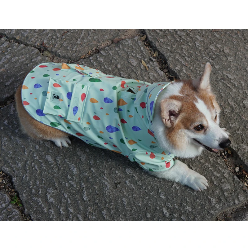 Raindrop-Print Dog Raincoat