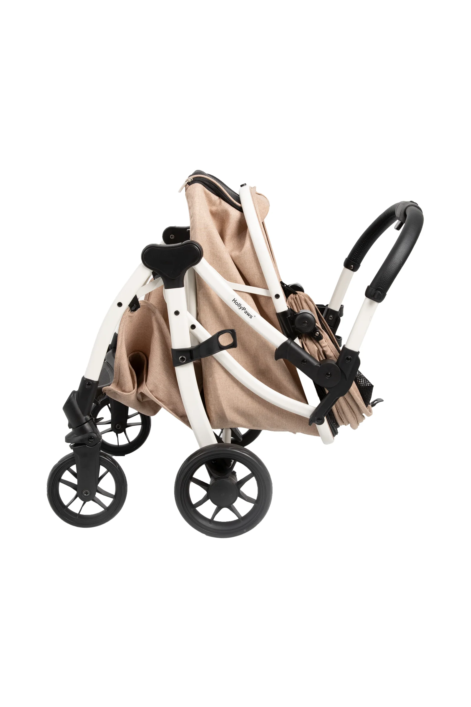 Compact folded form of the pet stroller