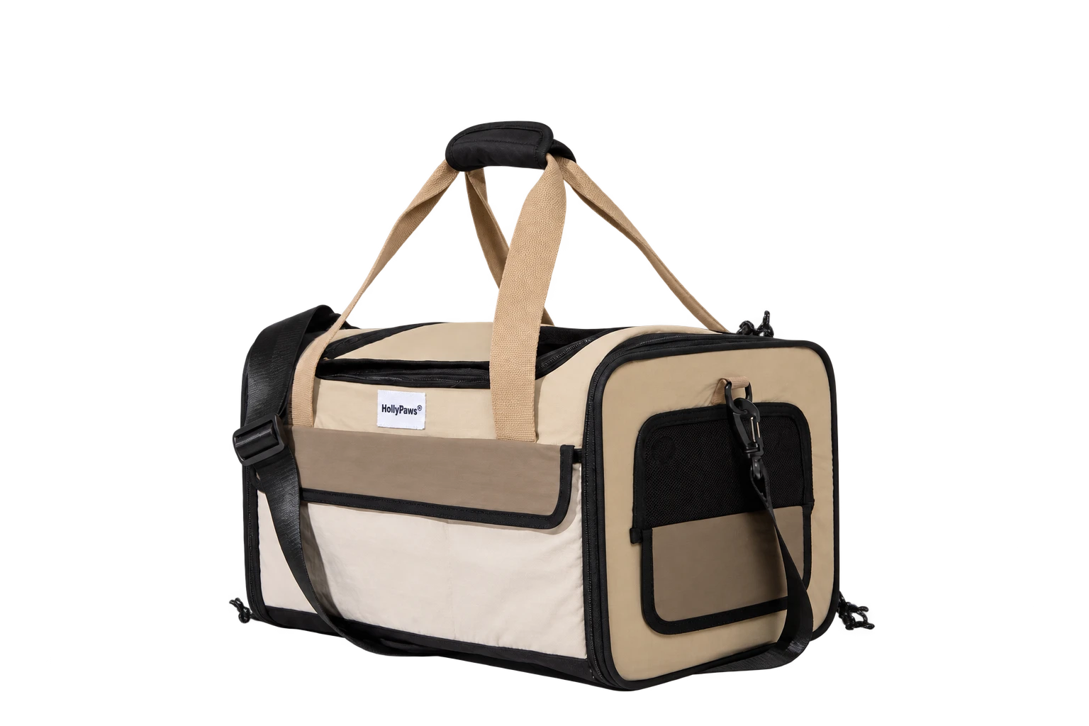 Angled carrier view showing the mesh side panel and pocket