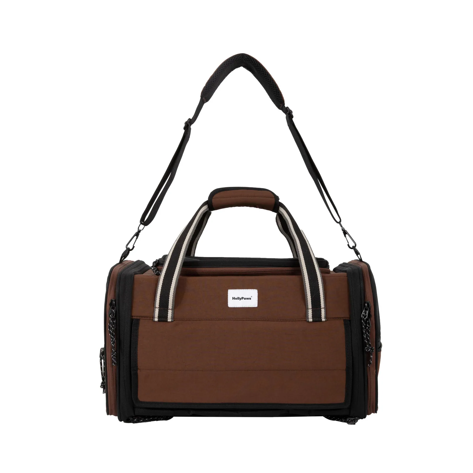 HollyPaws nut brown expandable airline pet carrier front view