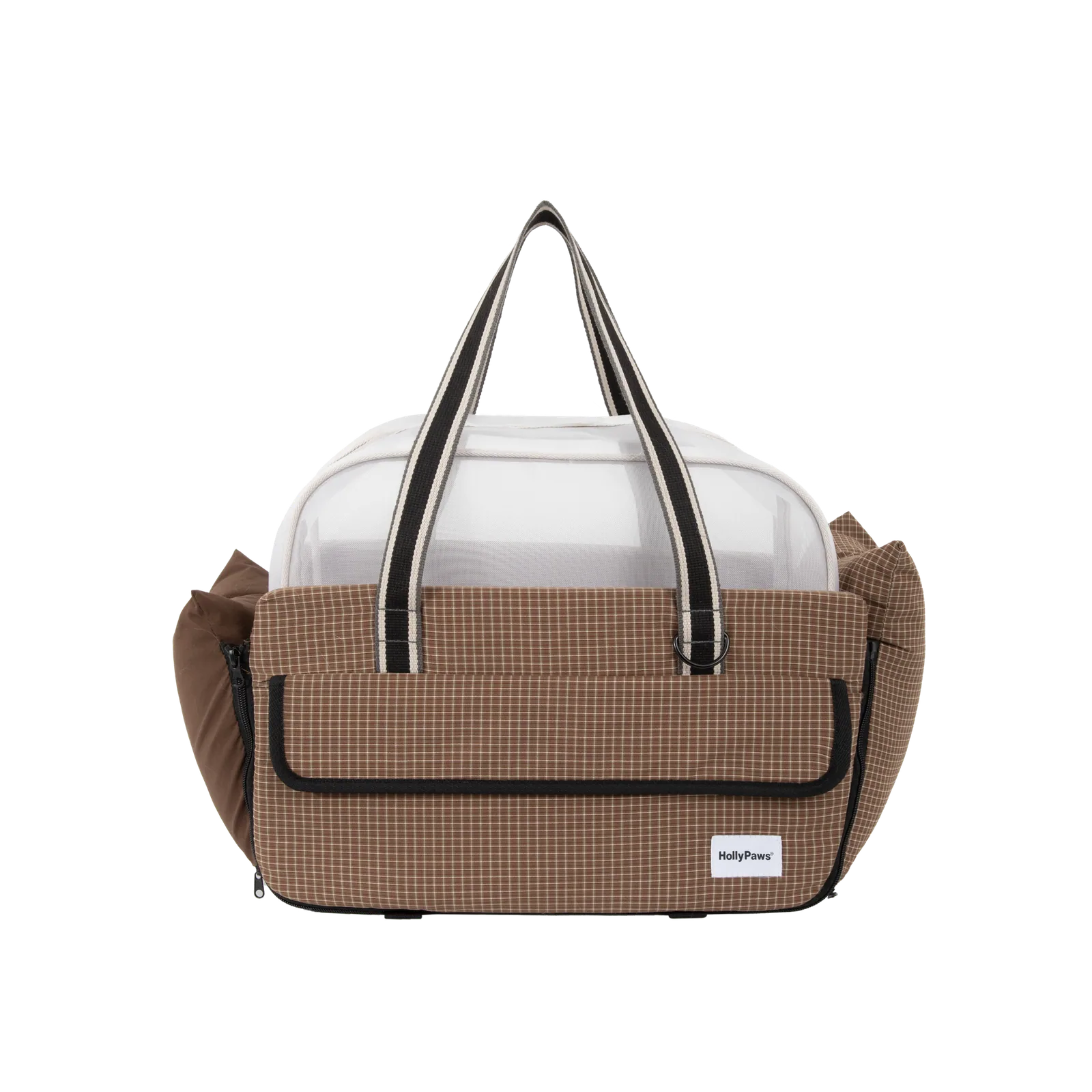 Brown Check centre-console pet carrier in a clean product view