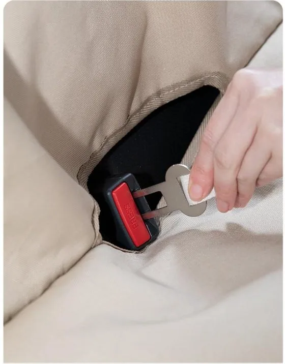 Seat-belt access opening in the hammock fabric