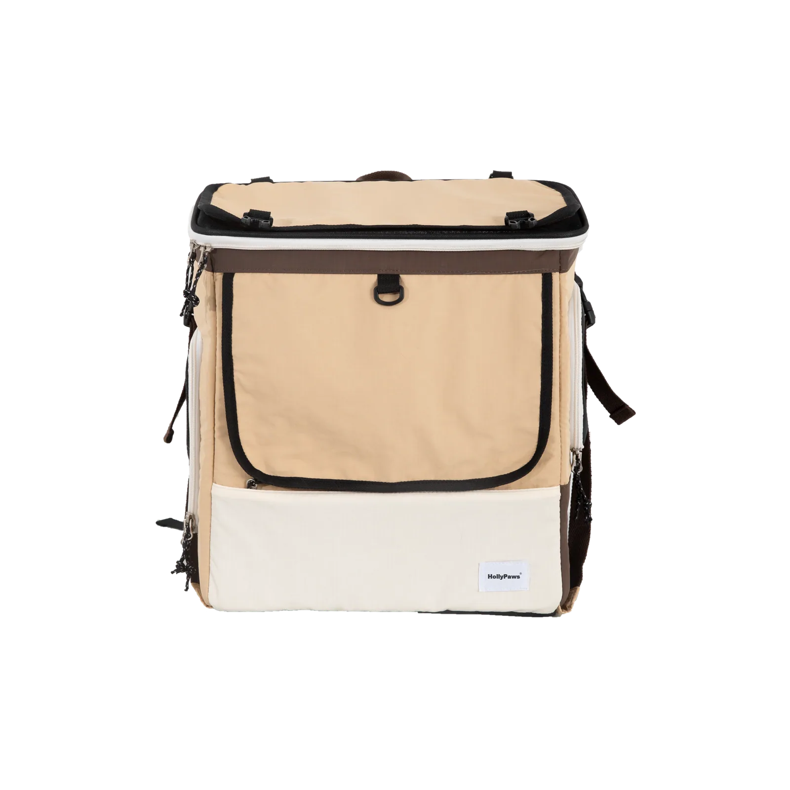 Eggshell Brown expandable pet backpack in a clean front product view