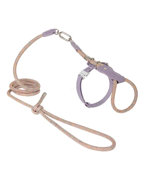 Hibiscus Purple rope cat harness and matching leash in a clean product view